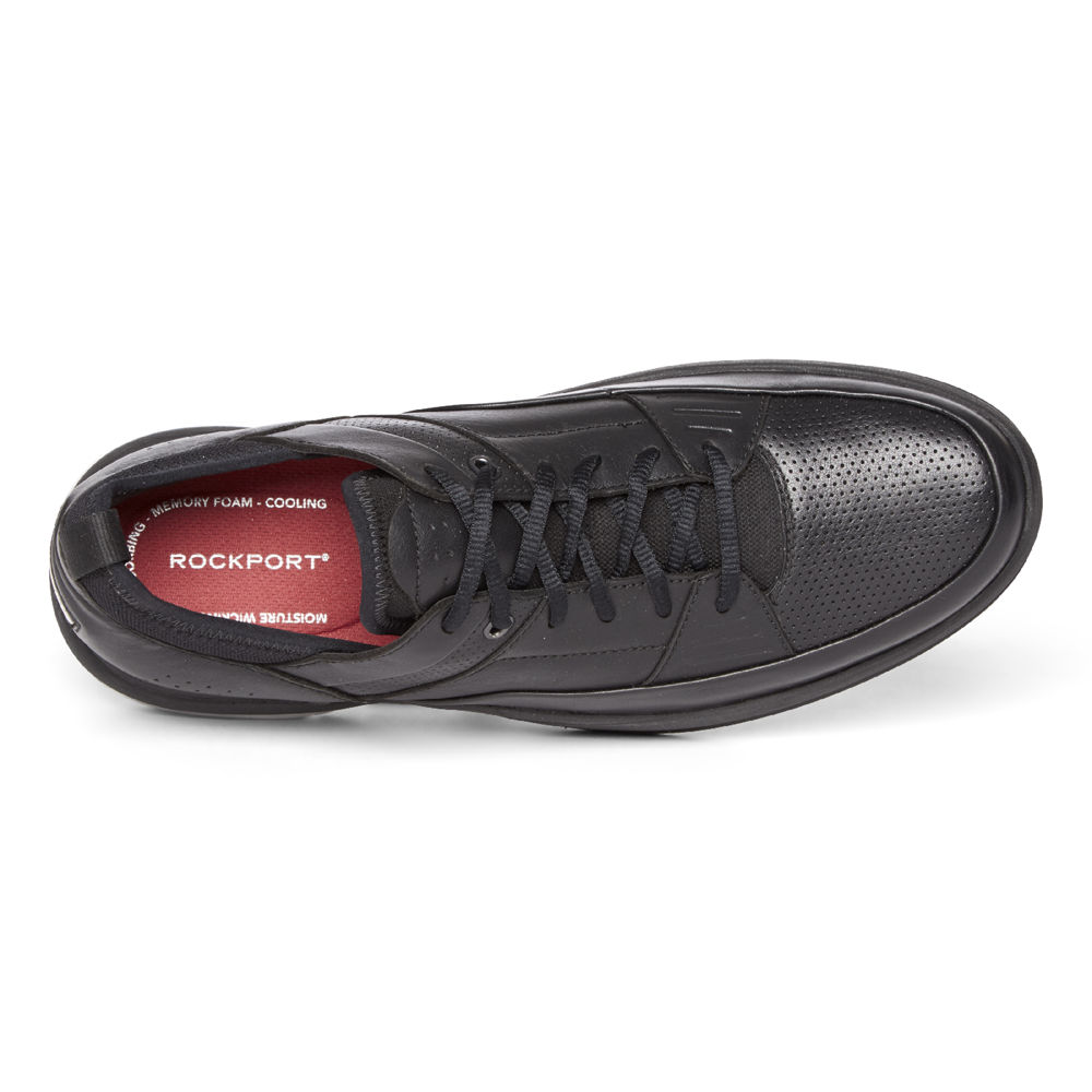 Mens Sneakers - Rockport Howe Street Lace Up - Black - QYLE78916